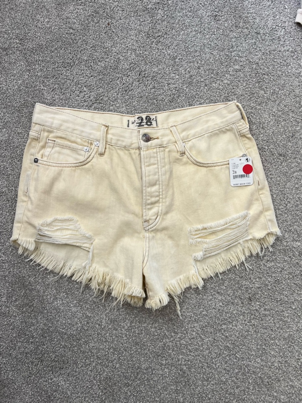 Free people butter yellow denim shorts